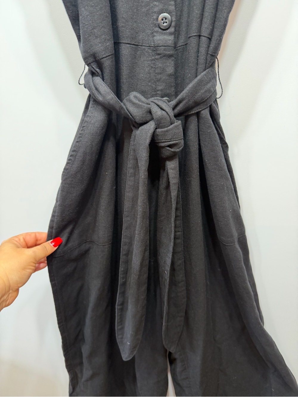 Old Navy Black Button-Front Wide-Leg Jumpsuit - Picture 5 of 14